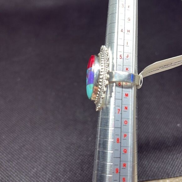 NWT Turquoise and Red Dahlia 925 Sterling Silver Trifecta Ring size 6 - Picture 4 of 4